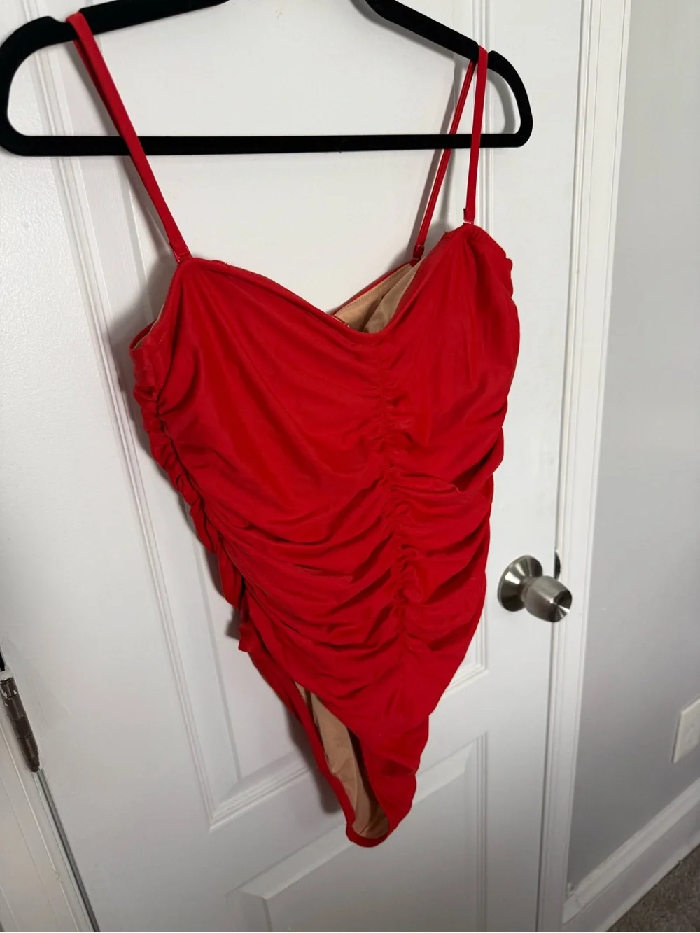 J. Crew Red Ruched One-Piece Swimsuit